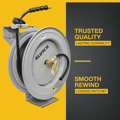 Auto-Rewind Air Hose Reel, 3/8in. x 50ft. Hose, 300 PSI