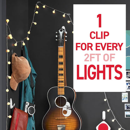 Clear Indoor Mini Light Clips Value Pack, 45 Clips, 54 Strips, Damage-Free String Light Hangers for Home, Room, Wall, Office, and Dorm Decor, Great for Cable Management, Holds up to 0.3 lb