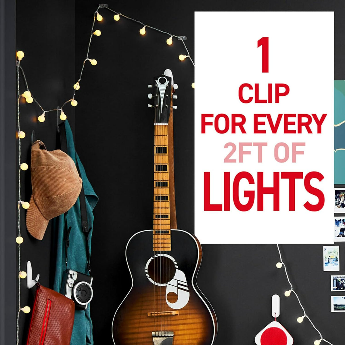 Clear Indoor Mini Light Clips Value Pack, 45 Clips, 54 Strips, Damage-Free String Light Hangers for Home, Room, Wall, Office, and Dorm Decor, Great for Cable Management, Holds up to 0.3 lb