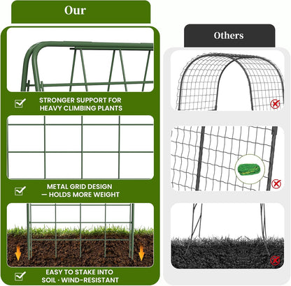 Heavy Duty A-Frame Metal Garden Trellis for Climbing Plants, 50"x17" Inch Tall Plant Support with Clips & Garden Ties for Cucumbers, Squash, Beans & Vines (2)