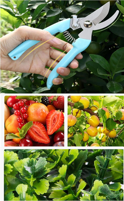 Garden Flower Shears Pruning Shears 6.9 inches Scissors Heavy Duty Plant Scissors for Cutting Flowers, Trimming Plants, Bonsai, Fruits Picking (Pink Handle)