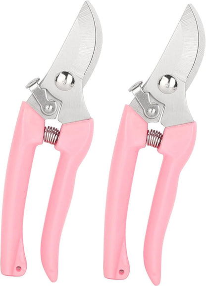 Garden Flower Shears Pruning Shears 6.9 inches Scissors Heavy Duty Plant Scissors for Cutting Flowers, Trimming Plants, Bonsai, Fruits Picking (Pink Handle)