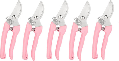 Garden Flower Shears Pruning Shears 6.9 inches Scissors Heavy Duty Plant Scissors for Cutting Flowers, Trimming Plants, Bonsai, Fruits Picking (Pink Handle)