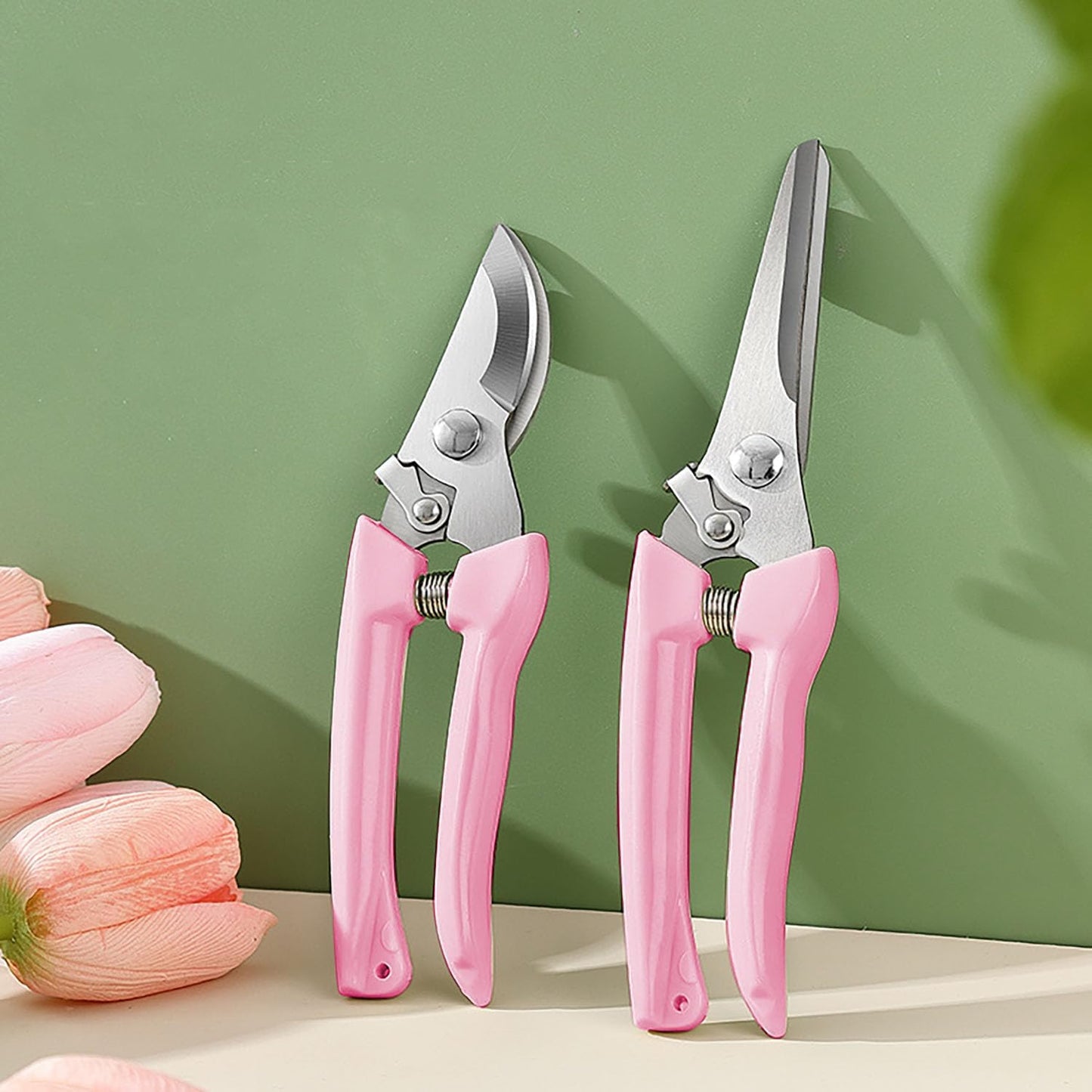 Garden Flower Shears Pruning Shears 6.9 inches Scissors Heavy Duty Plant Scissors for Cutting Flowers, Trimming Plants, Bonsai, Fruits Picking (Pink Handle)