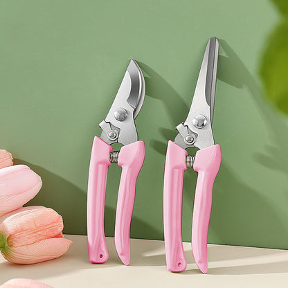 Garden Flower Shears Pruning Shears 6.9 inches Scissors Heavy Duty Plant Scissors for Cutting Flowers, Trimming Plants, Bonsai, Fruits Picking (Pink Handle)