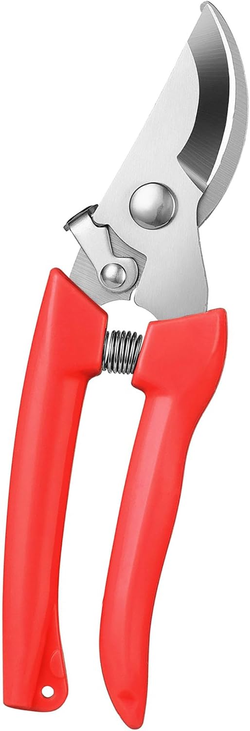 Garden Flower Shears Pruning Shears 6.9 inches Scissors Heavy Duty Plant Scissors for Cutting Flowers, Trimming Plants, Bonsai, Fruits Picking (Pink Handle)