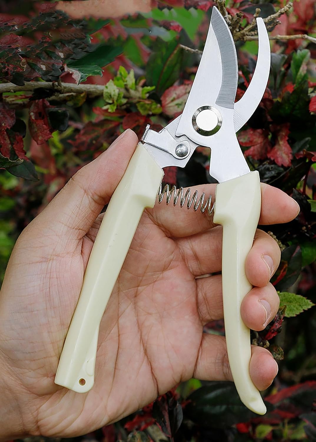 Garden Flower Shears Pruning Shears 6.9 inches Scissors Heavy Duty Plant Scissors for Cutting Flowers, Trimming Plants, Bonsai, Fruits Picking (Pink Handle)