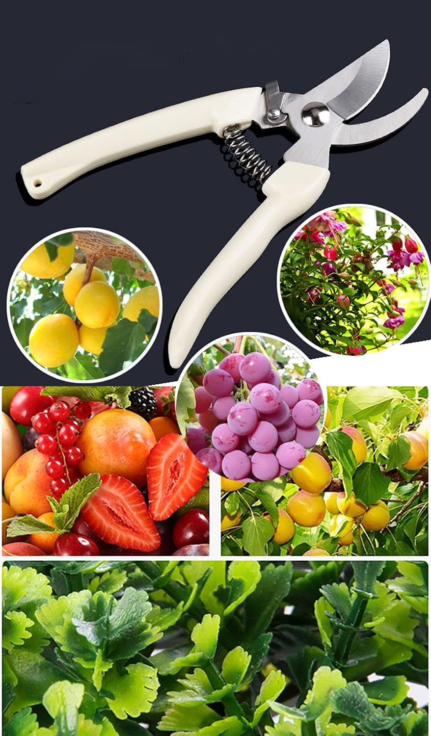 Garden Flower Shears Pruning Shears 6.9 inches Scissors Heavy Duty Plant Scissors for Cutting Flowers, Trimming Plants, Bonsai, Fruits Picking (Pink Handle)