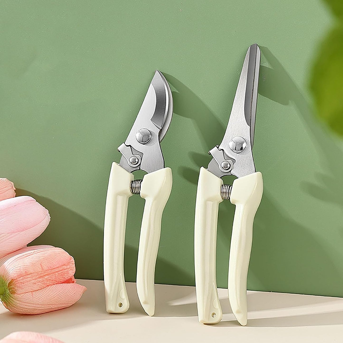 Garden Flower Shears Pruning Shears 6.9 inches Scissors Heavy Duty Plant Scissors for Cutting Flowers, Trimming Plants, Bonsai, Fruits Picking (Pink Handle)