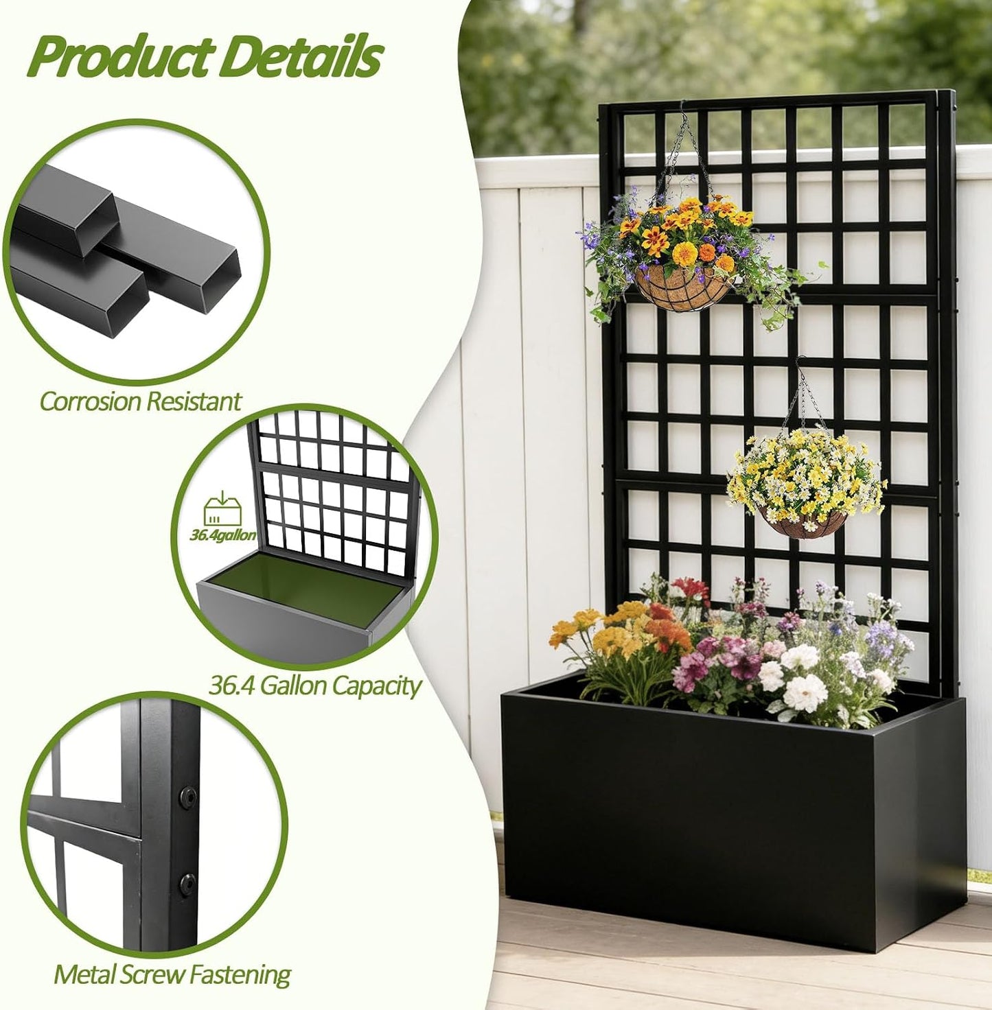 Garden Abor - 88"(H)*51"(L), Sturdy Metal Garden Arch with Rust-Resistant Finish, Trellis for Climbing Plants Outdoor, Ideal as Wedding Arches for Ceremony（20MM Pipe）