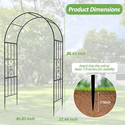 Garden Abor - 88"(H)*51"(L), Sturdy Metal Garden Arch with Rust-Resistant Finish, Trellis for Climbing Plants Outdoor, Ideal as Wedding Arches for Ceremony（20MM Pipe）