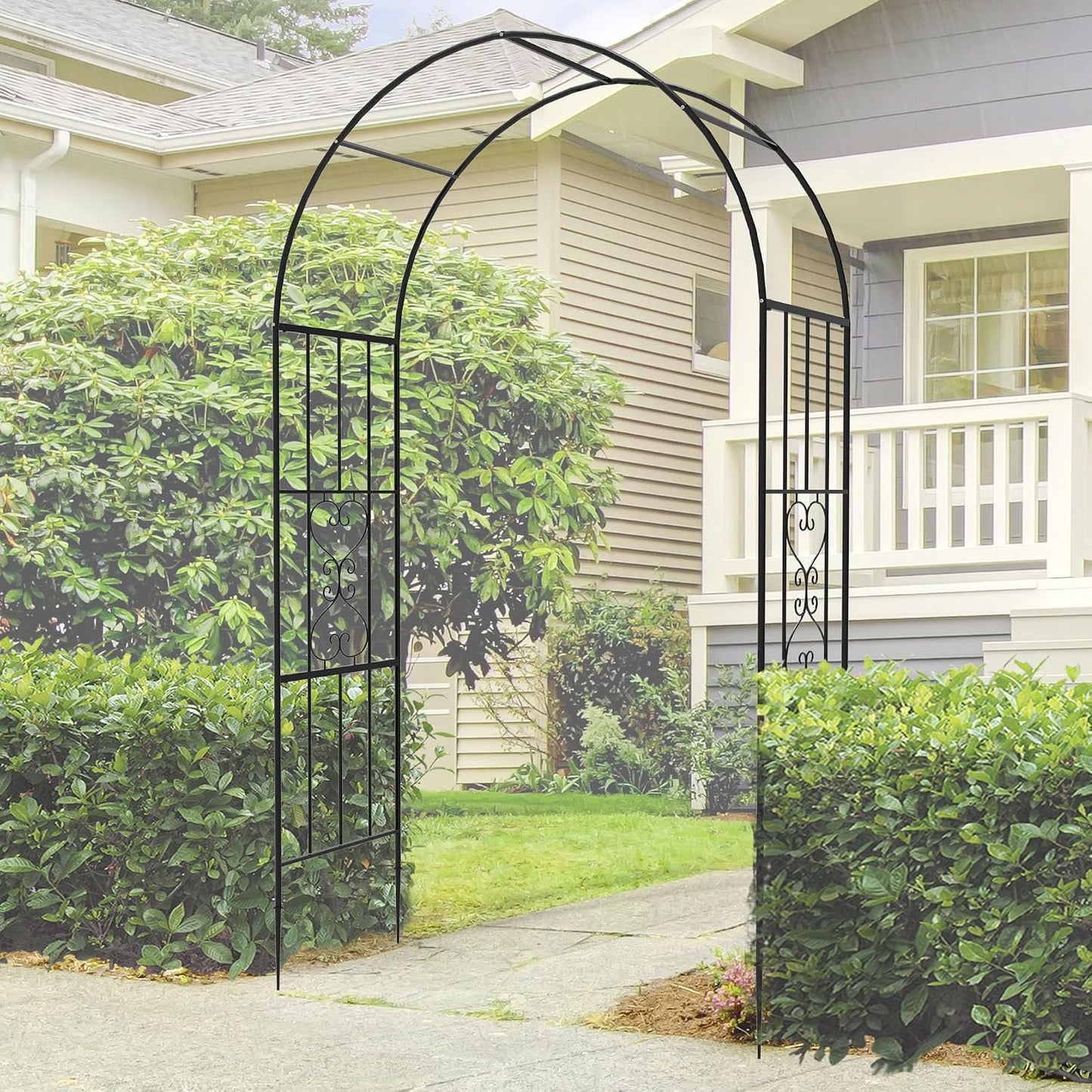 Garden Abor - 88"(H)*51"(L), Sturdy Metal Garden Arch with Rust-Resistant Finish, Trellis for Climbing Plants Outdoor, Ideal as Wedding Arches for Ceremony（20MM Pipe）