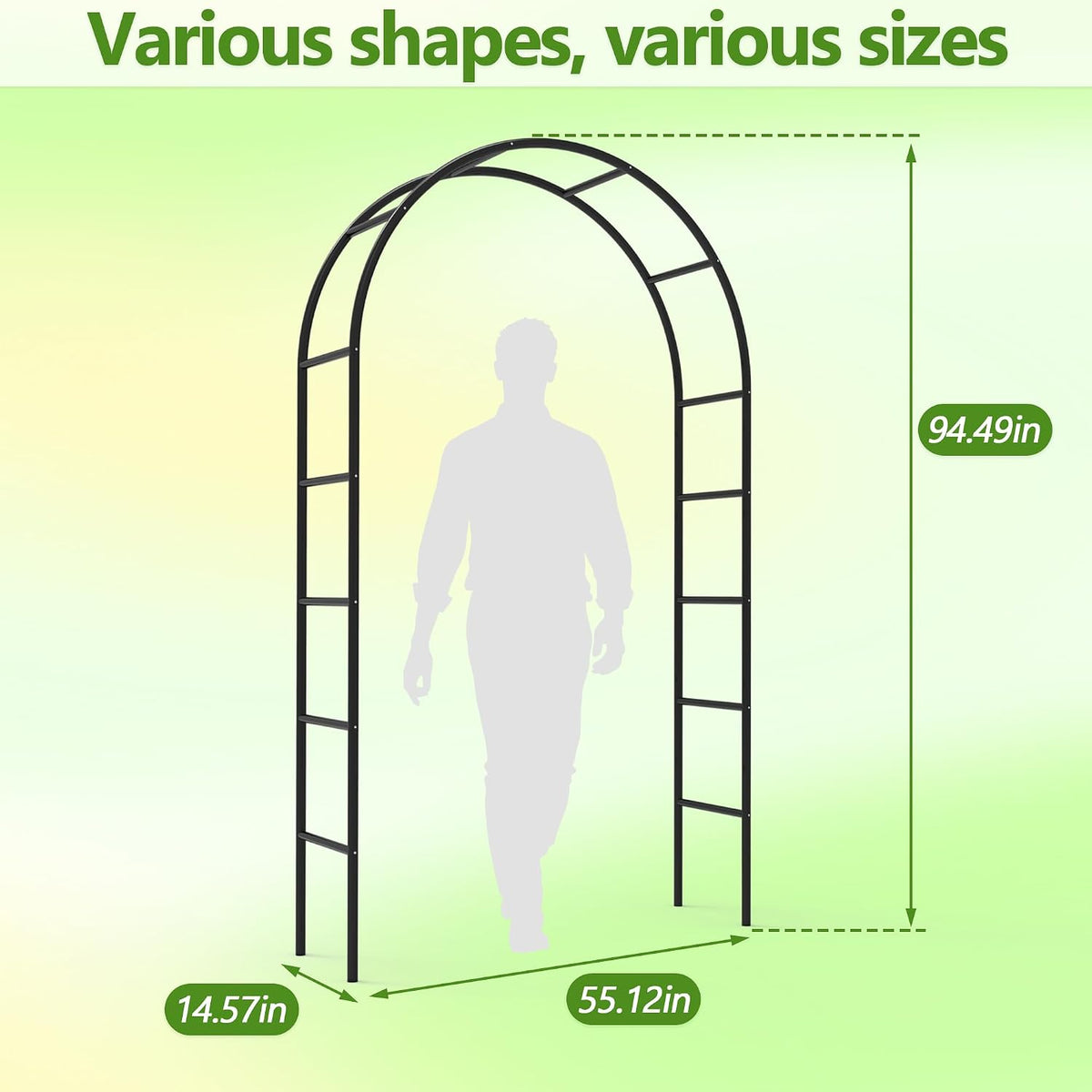 Garden Abor - 88"(H)*51"(L), Sturdy Metal Garden Arch with Rust-Resistant Finish, Trellis for Climbing Plants Outdoor, Ideal as Wedding Arches for Ceremony（20MM Pipe）