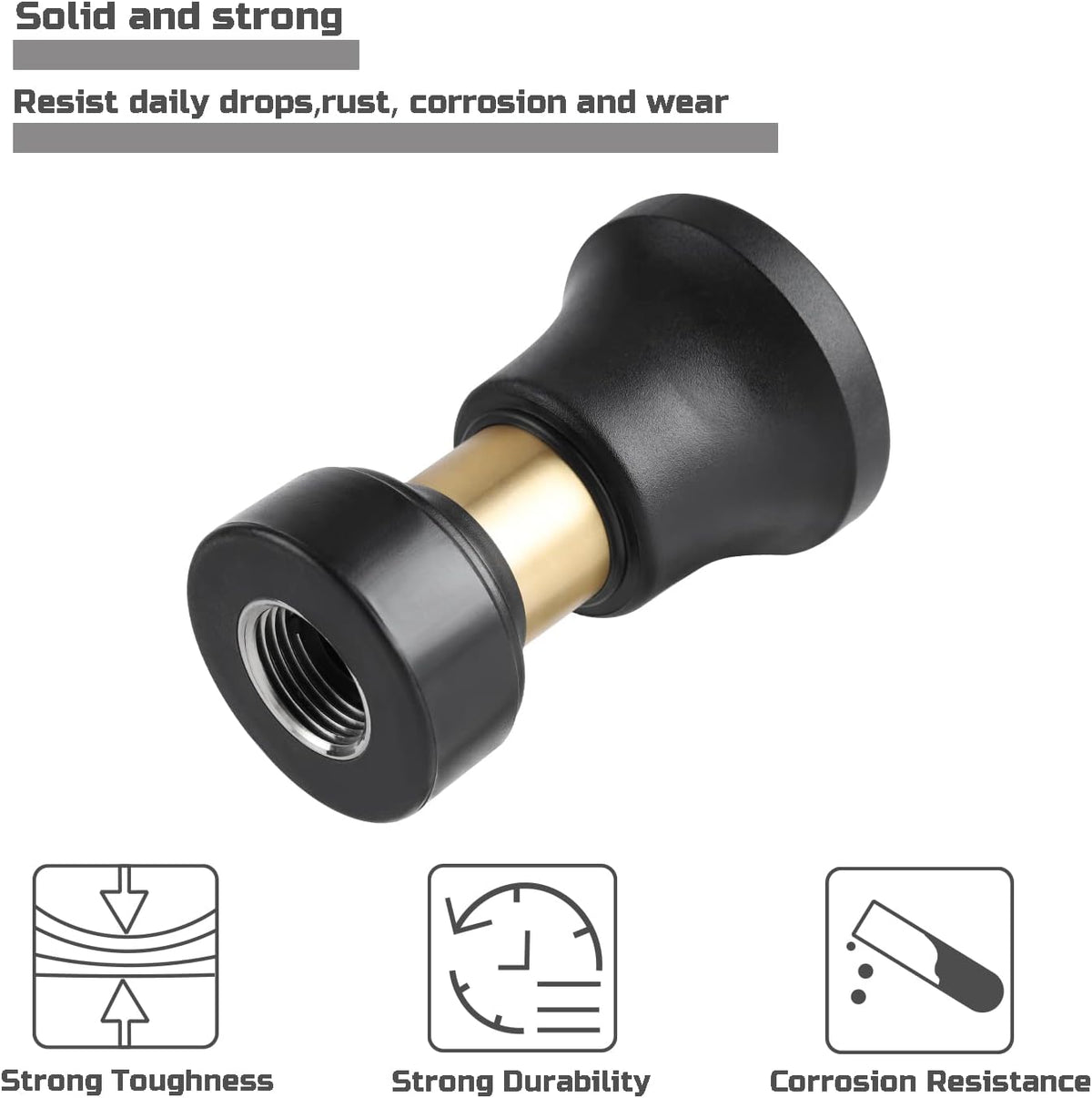 Hose Nozzle, Heavy Duty Brass Fireman Style High Power Leak Proof Adjustable Garden Water Sprayer, Suitable for Car Wash, Patio Cleaning, Watering Lawn and Garden, Shower Pets (Black)