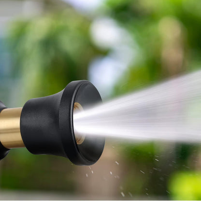 Hose Nozzle, Heavy Duty Brass Fireman Style High Power Leak Proof Adjustable Garden Water Sprayer, Suitable for Car Wash, Patio Cleaning, Watering Lawn and Garden, Shower Pets (Black)