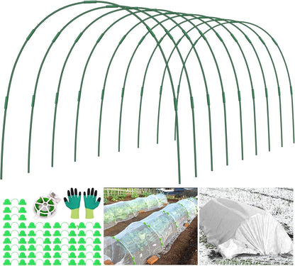 60 Pcs Garden Hoops for Raised Beds, 12 Sets Greenhouse Hoops Grow Tunnel Rust-Free Fiberglass Hoop House Kit, Plant Support Garden Stakes Hoops Frame for Netting Shade Cloth Row Cover Garden Supplies