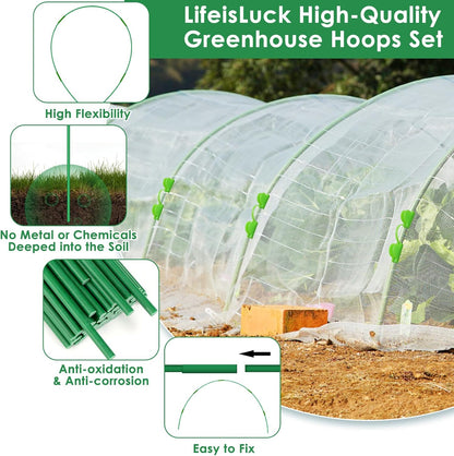 60 Pcs Garden Hoops for Raised Beds, 12 Sets Greenhouse Hoops Grow Tunnel Rust-Free Fiberglass Hoop House Kit, Plant Support Garden Stakes Hoops Frame for Netting Shade Cloth Row Cover Garden Supplies
