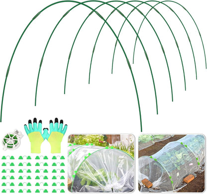 60 Pcs Garden Hoops for Raised Beds, 12 Sets Greenhouse Hoops Grow Tunnel Rust-Free Fiberglass Hoop House Kit, Plant Support Garden Stakes Hoops Frame for Netting Shade Cloth Row Cover Garden Supplies