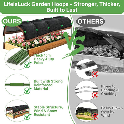 60 Pcs Garden Hoops for Raised Beds, 12 Sets Greenhouse Hoops Grow Tunnel Rust-Free Fiberglass Hoop House Kit, Plant Support Garden Stakes Hoops Frame for Netting Shade Cloth Row Cover Garden Supplies