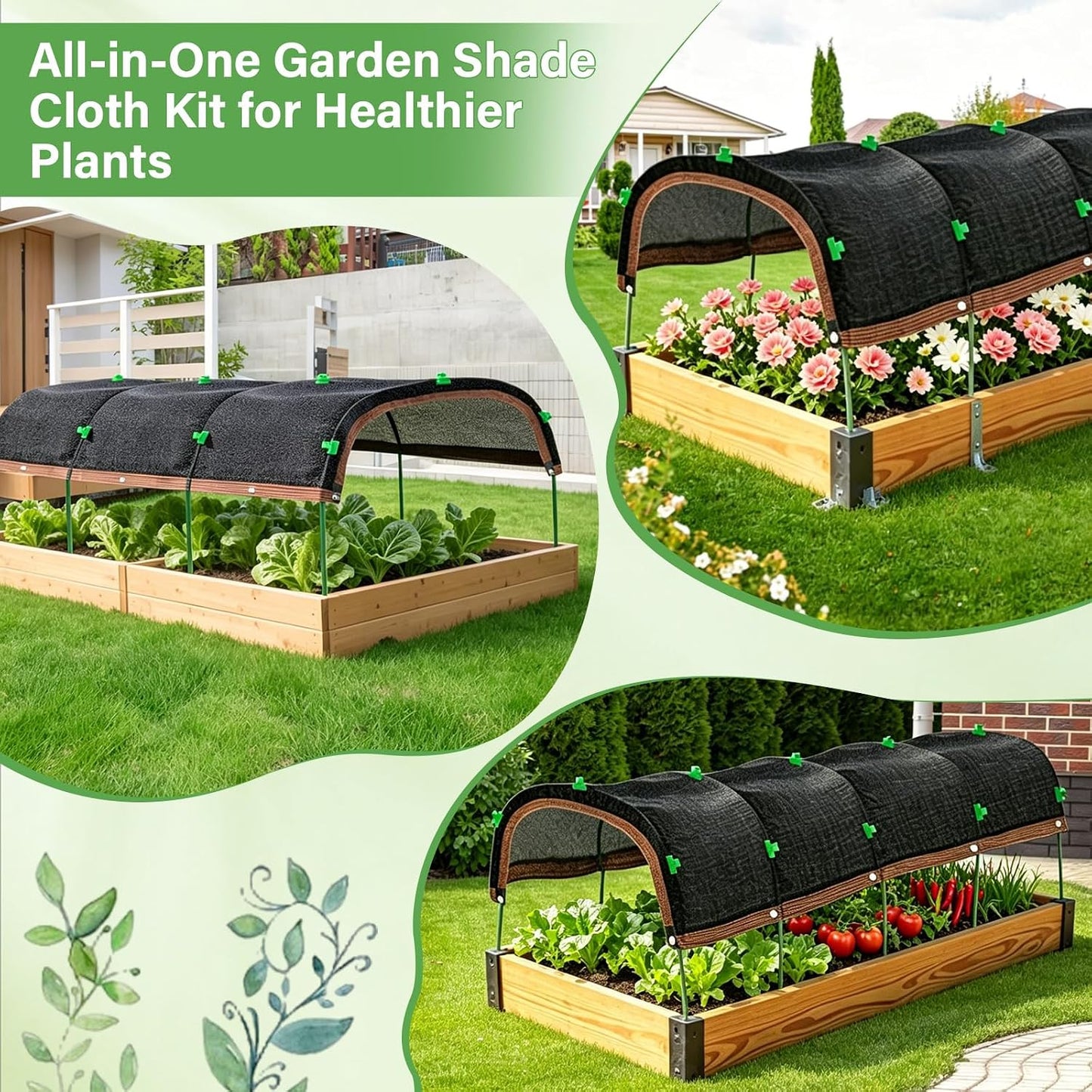 60 Pcs Garden Hoops for Raised Beds, 12 Sets Greenhouse Hoops Grow Tunnel Rust-Free Fiberglass Hoop House Kit, Plant Support Garden Stakes Hoops Frame for Netting Shade Cloth Row Cover Garden Supplies