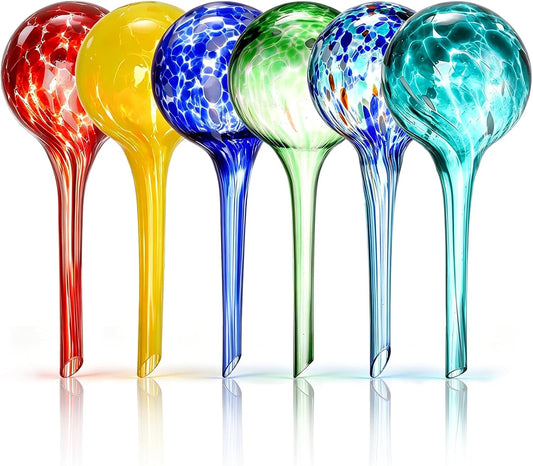 6 Pieces Automatic Watering Bulbs, Plant Watering, Decorative Garden Watering Cans Glass drip Ball, Automatic Watering System, 2.36 inch Diameter, Assorted Colors