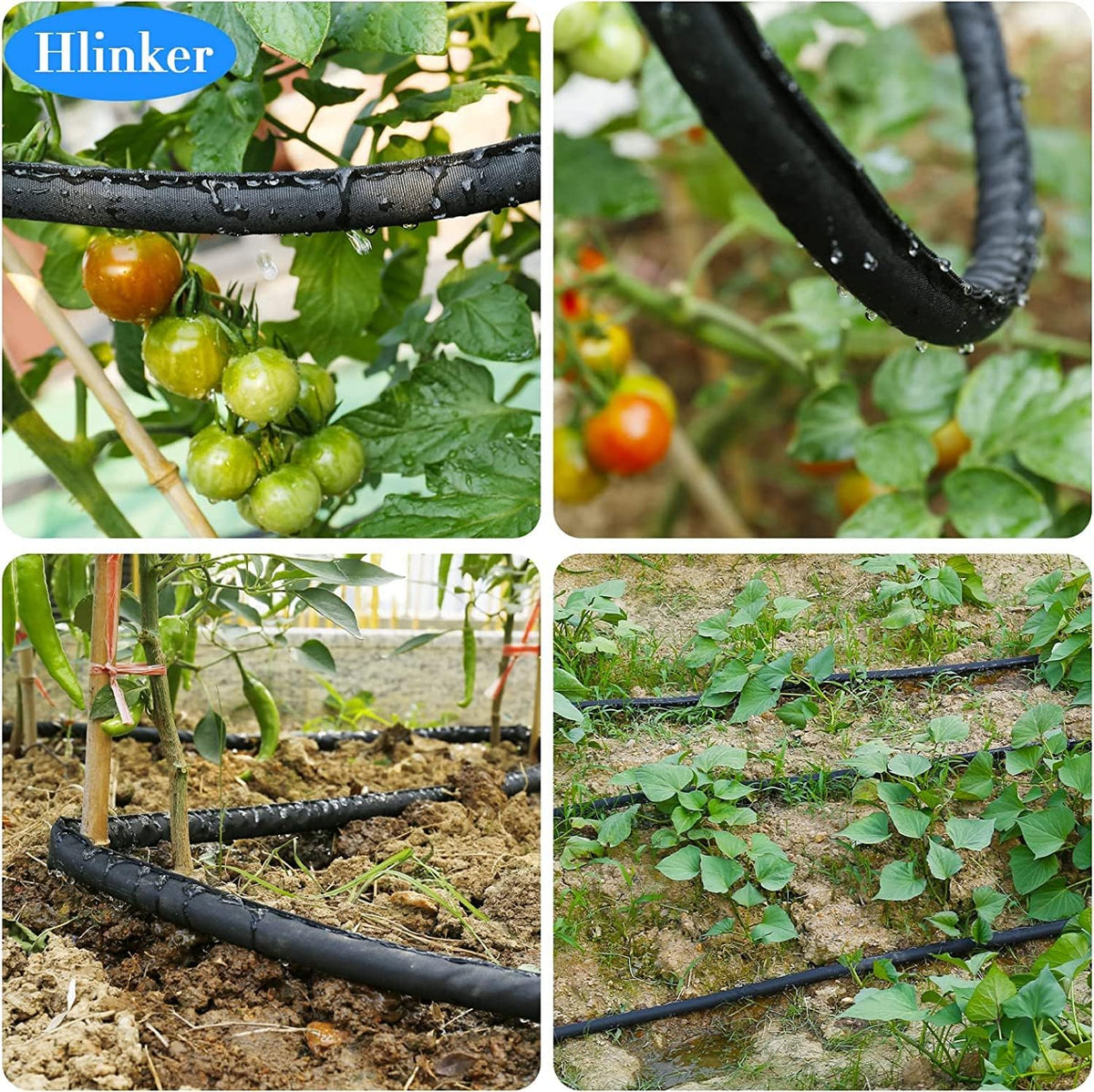 2026 Flat Soaker Hose 15 ft with Stake for Garden, Linkable Drip Hose Diy Automates Garden Irrigation System Saving 81% Water, Dual-layer Leak-free Design Water Hose with Holes