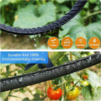 2026 Flat Soaker Hose 15 ft with Stake for Garden, Linkable Drip Hose Diy Automates Garden Irrigation System Saving 81% Water, Dual-layer Leak-free Design Water Hose with Holes