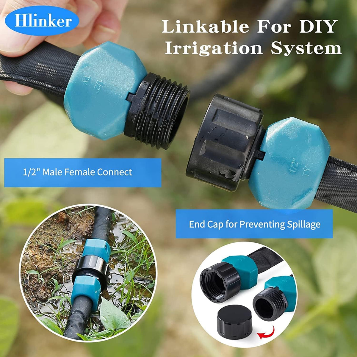 2026 Flat Soaker Hose 15 ft with Stake for Garden, Linkable Drip Hose Diy Automates Garden Irrigation System Saving 81% Water, Dual-layer Leak-free Design Water Hose with Holes