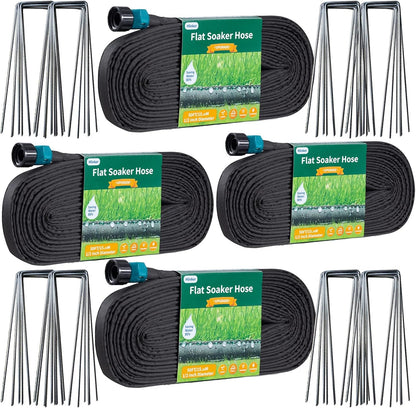 2026 Flat Soaker Hose 15 ft with Stake for Garden, Linkable Drip Hose Diy Automates Garden Irrigation System Saving 81% Water, Dual-layer Leak-free Design Water Hose with Holes