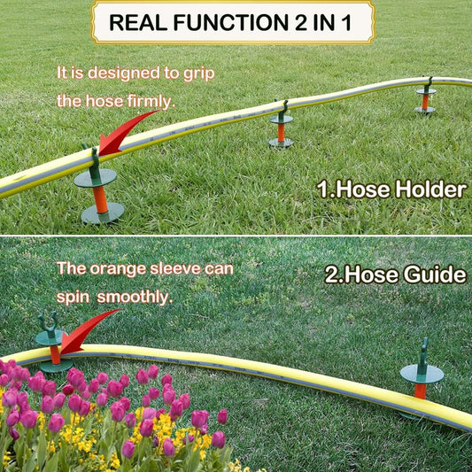 Garden Hose Guide Stake Garden hose guide spike Lawn Hose Support Soaker Holder Clip Snap (8pcs, Fit in 5/8'' Hoses)