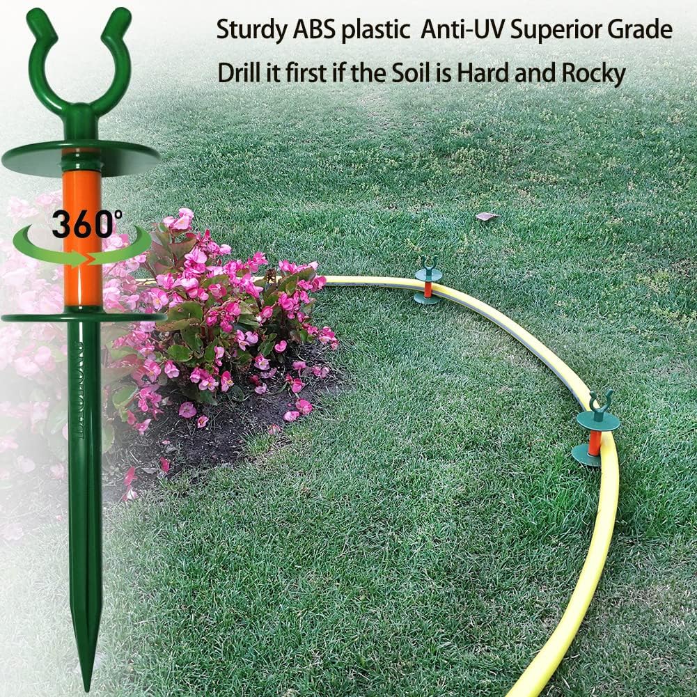 Garden Hose Guide Stake Garden hose guide spike Lawn Hose Support Soaker Holder Clip Snap (8pcs, Fit in 5/8'' Hoses)