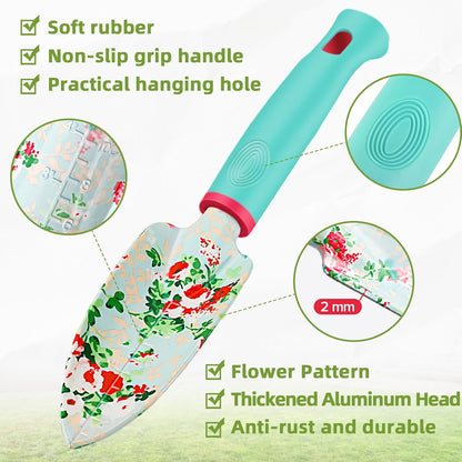 Womens Gardening Gifts Set - Floral Gardening Tools with Tote Bag - Gifts for Mom, Girlfriend or Women - Birthday, Christmas (Blue)