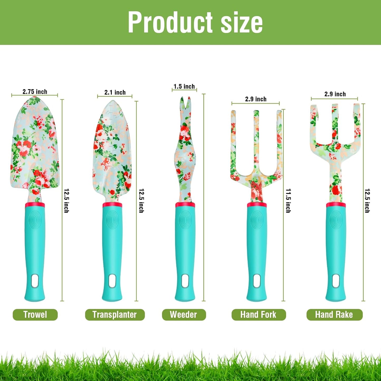 Womens Gardening Gifts Set - Floral Gardening Tools with Tote Bag - Gifts for Mom, Girlfriend or Women - Birthday, Christmas (Blue)