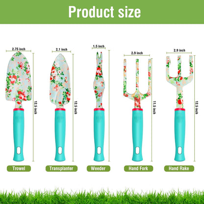 Womens Gardening Gifts Set - Floral Gardening Tools with Tote Bag - Gifts for Mom, Girlfriend or Women - Birthday, Christmas (Blue)