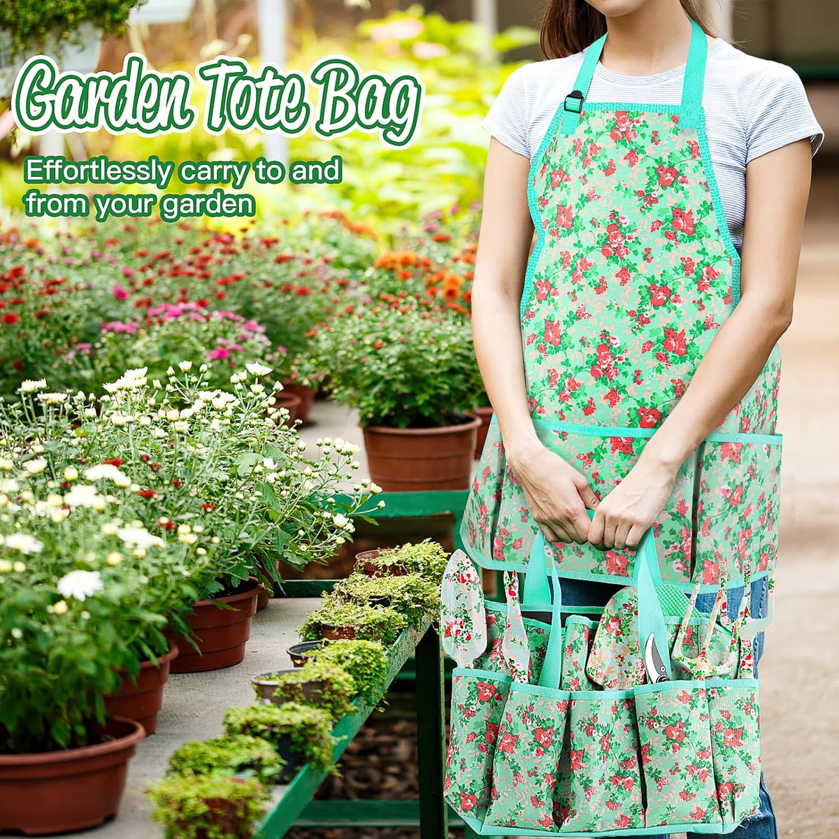 Womens Gardening Gifts Set - Floral Gardening Tools with Tote Bag - Gifts for Mom, Girlfriend or Women - Birthday, Christmas (Blue)