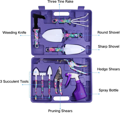 Womens Gardening Gifts Set - Floral Gardening Tools with Tote Bag - Gifts for Mom, Girlfriend or Women - Birthday, Christmas (Blue)