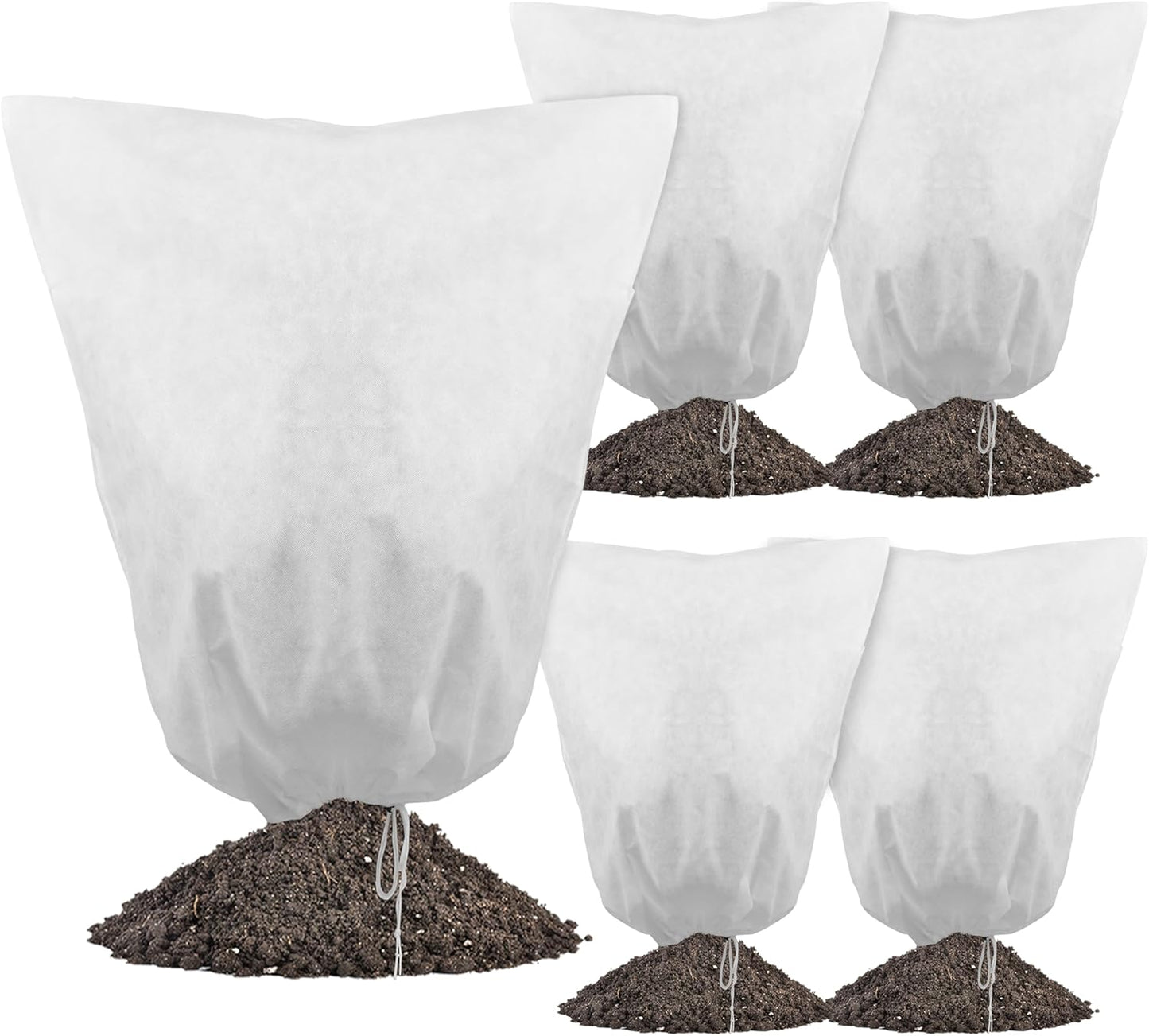 5-Pack Plant Cover Drawstring Tree Cover, Winter Freeze Plant Protection, Tree Jacket Frost Blanket for Outdoor Plants, 31" x 40"