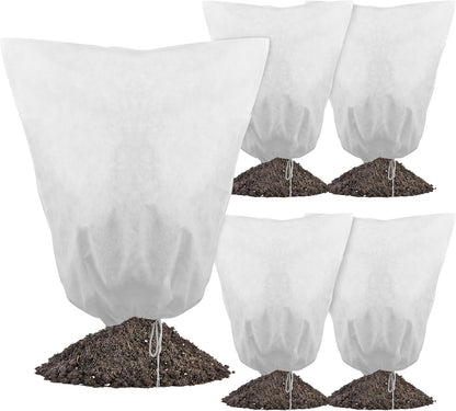 5-Pack Plant Cover Drawstring Tree Cover, Winter Freeze Plant Protection, Tree Jacket Frost Blanket for Outdoor Plants, 31" x 40"