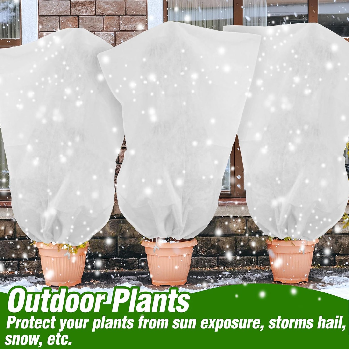 5-Pack Plant Cover Drawstring Tree Cover, Winter Freeze Plant Protection, Tree Jacket Frost Blanket for Outdoor Plants, 31" x 40"
