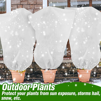 5-Pack Plant Cover Drawstring Tree Cover, Winter Freeze Plant Protection, Tree Jacket Frost Blanket for Outdoor Plants, 31" x 40"
