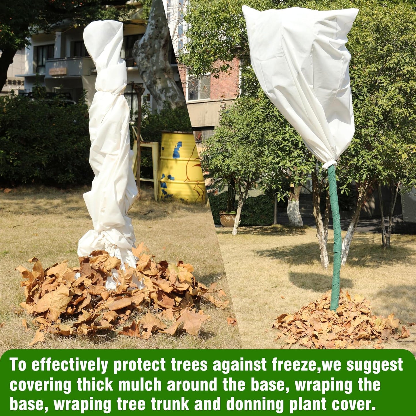5-Pack Plant Cover Drawstring Tree Cover, Winter Freeze Plant Protection, Tree Jacket Frost Blanket for Outdoor Plants, 31" x 40"
