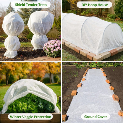 5-Pack Plant Cover Drawstring Tree Cover, Winter Freeze Plant Protection, Tree Jacket Frost Blanket for Outdoor Plants, 31" x 40"