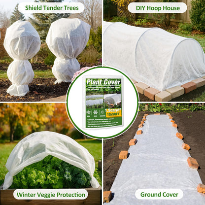 5-Pack Plant Cover Drawstring Tree Cover, Winter Freeze Plant Protection, Tree Jacket Frost Blanket for Outdoor Plants, 31" x 40"