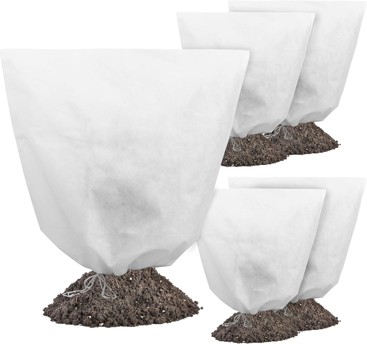 5-Pack Plant Cover Drawstring Tree Cover, Winter Freeze Plant Protection, Tree Jacket Frost Blanket for Outdoor Plants, 31" x 40"