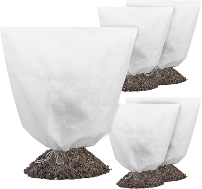 5-Pack Plant Cover Drawstring Tree Cover, Winter Freeze Plant Protection, Tree Jacket Frost Blanket for Outdoor Plants, 31" x 40"