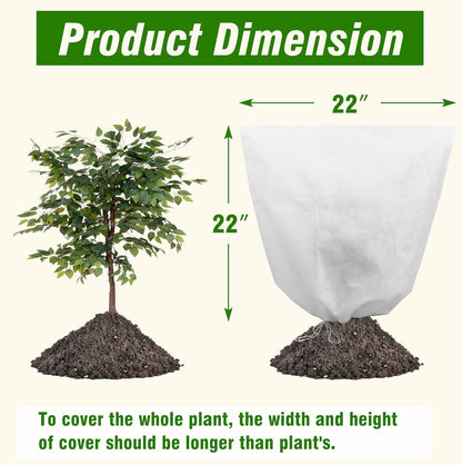 5-Pack Plant Cover Drawstring Tree Cover, Winter Freeze Plant Protection, Tree Jacket Frost Blanket for Outdoor Plants, 31" x 40"