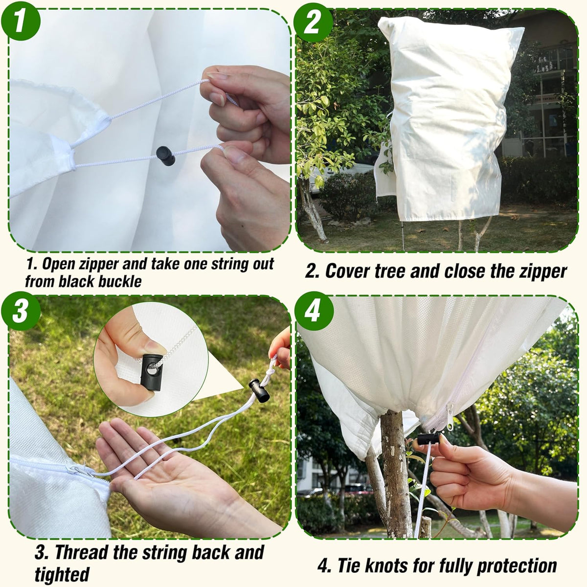 5-Pack Plant Cover Drawstring Tree Cover, Winter Freeze Plant Protection, Tree Jacket Frost Blanket for Outdoor Plants, 31" x 40"