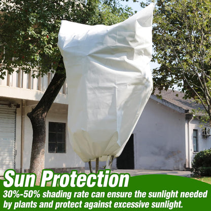 5-Pack Plant Cover Drawstring Tree Cover, Winter Freeze Plant Protection, Tree Jacket Frost Blanket for Outdoor Plants, 31" x 40"