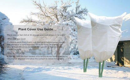 5-Pack Plant Cover Drawstring Tree Cover, Winter Freeze Plant Protection, Tree Jacket Frost Blanket for Outdoor Plants, 31" x 40"