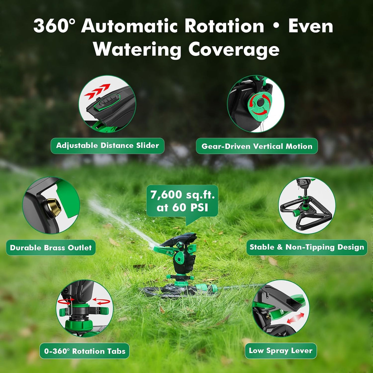 Impact Sprinklers for Yard,Large Area Yard Sprinkler